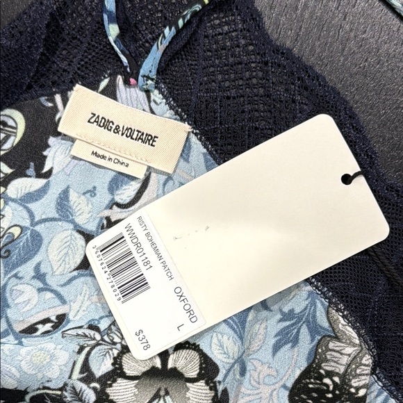 Zadig & Voltaire Risty Bohemian Patch Slip Dress with Lace Trim - L - Picture 5 of 9